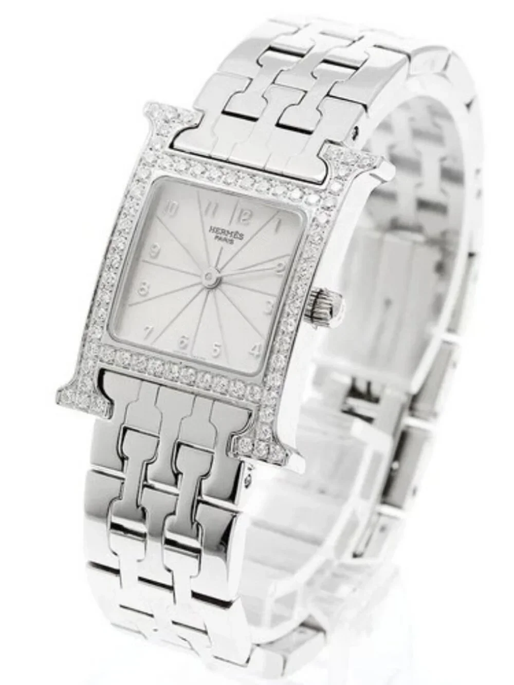 HERMES H watch HH1.230 Diamond Bezel Silver Dial Quartz Ladies Watch_962348